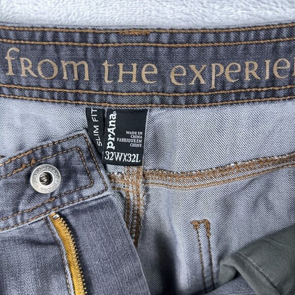 Prana Skinny Jeans Mens Size W32X32L Slim Fit Mid Rise Charcoal Wash Gray - Picture 6 of 13
